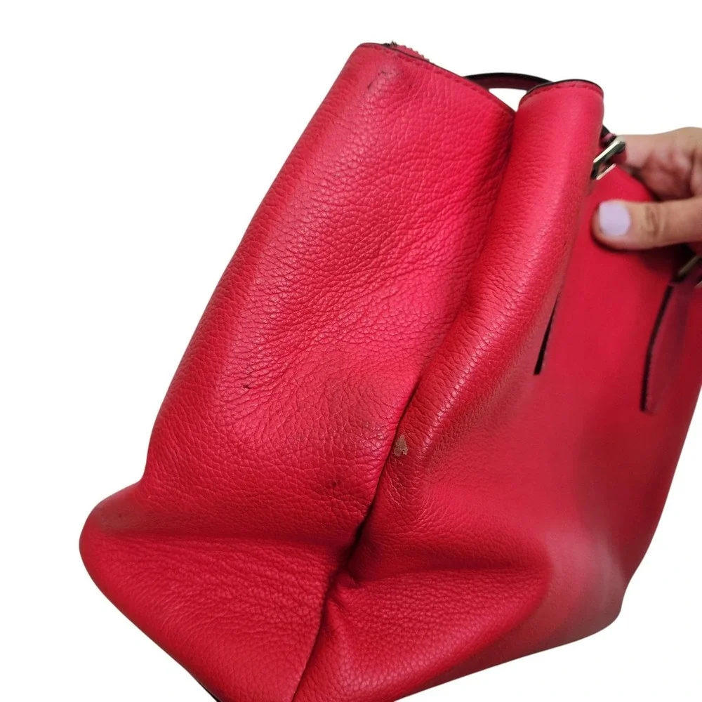 KATE SPADE Tote Bag Womens Large Pink Leather Triple Compartment Shoulder Purse